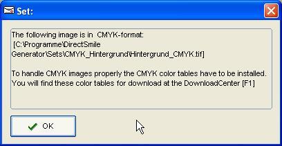 Fig. The DSM Designer cannot read the CMYK picture A similar result occurs the first time you attempt to save a single picture in CMYK mode.