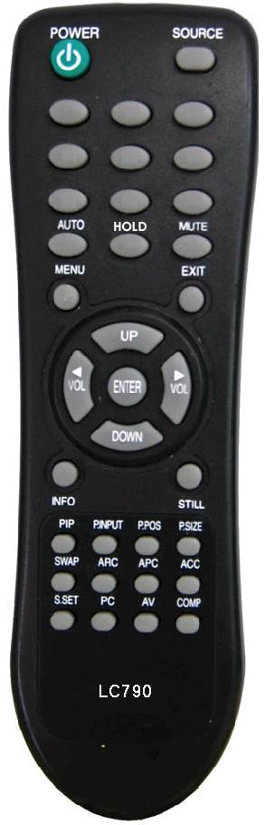 B. Remote Controller(Optional) 1. POWER( ) Turns the power ON or OFF. There will be a few seconds delay before the display appears. 2. SOURCE Selects an input source. 3.