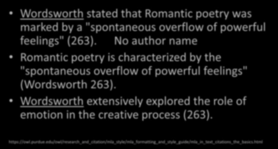 (Wordsworth 263). Wordsworth extensively explored the role of emotion in the creative process (263).