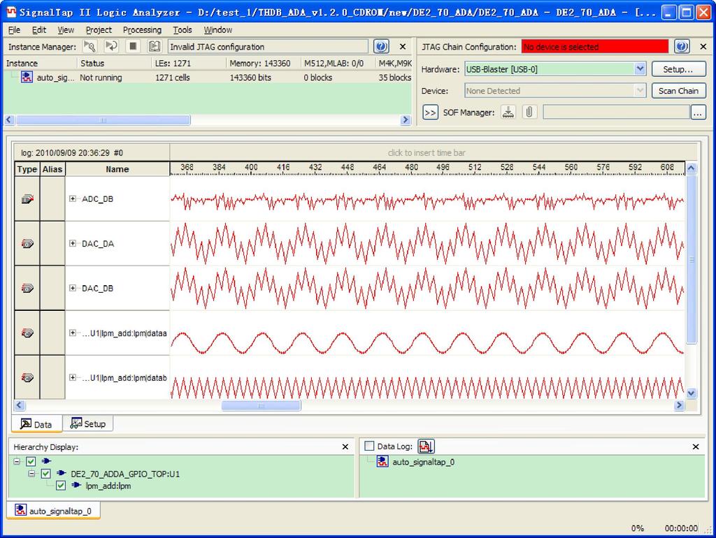 Figure 4-4 Connect ADA-GPIO with DE2-70 Collecting Data Using the SignalTap II Logic Analyzer 1. Click Program Device after Hardware and Device are detected correctly. 2.