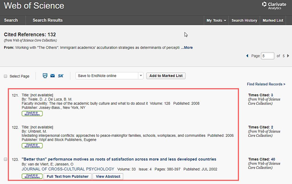 Web of Science Cited Reference Search We are searching