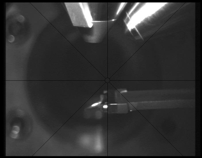 Figure 35 GIS in the middle of the screen before retracting to the Parked position Once the nozzle is initiated you will be able to deposit material onto your sample.