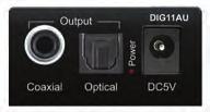 0m g ADC (Analogue to Digital Audio Converter) converts analogue left/right stereo audio input to both SPDIF optical and coaxial digital PCM outputs CAT100AU Audio over CAT