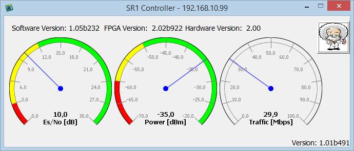 Installation and configuration - 12 There is an application by Ayecka, which outputs these quality parameters from the SR1 s management UI on a graphical console. Download Sr1Control.