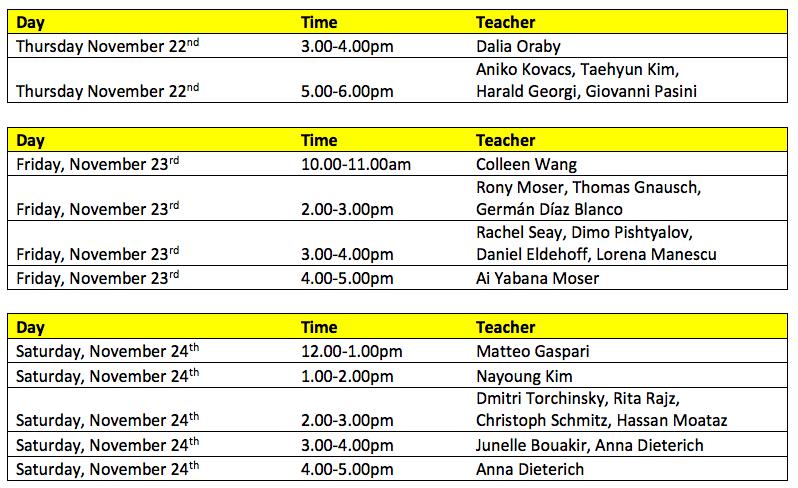 Important Information: Western Music Department November Instrumental Recitals Below you will find dates and times selected by QMA faculty for his/her studio recital.