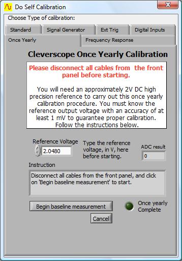 Cleverscope includes an internal reference which is used to self-calibrate all the analog circuitry within the Cleverscope Acquisition Unit.