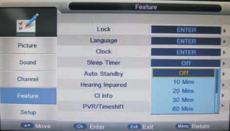 Hearing Impaired CI Info PVR/Pause TV ENTER ENTER ENTER