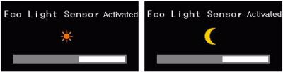 Menu Description <Eco Icon Display> If the <Eco Icon Display> option is <On> and the <Eco Motion Sensor> and <Eco Light Sensor> are active, a pop-up guide will appear showing the operation status of