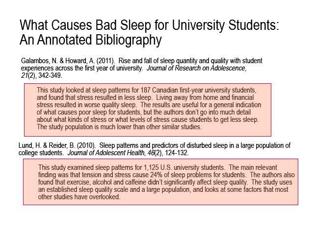 First, let's look at what an annotated bibliography is. It's a list of sources on a topic, just like a bibliography you would put at the end of a paper.