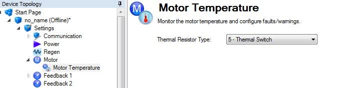 1. Thermostat Option type TR : PTC thermistor sensor Kollmorgen DDL linear motors use a PTC thermistor sensor if the Thermostat Option selected is TR Thermistor (MOTOR.