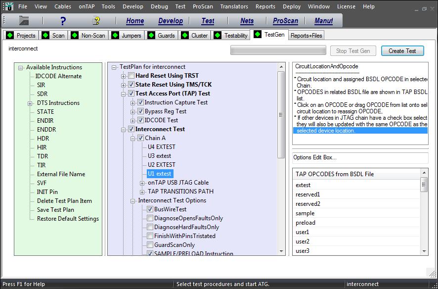 TestGen Page The TestGen page allows users to flexibly configure Test Plans for both interconnect and cluster tests before clicking Create Test to initiate the automatic test generation process.