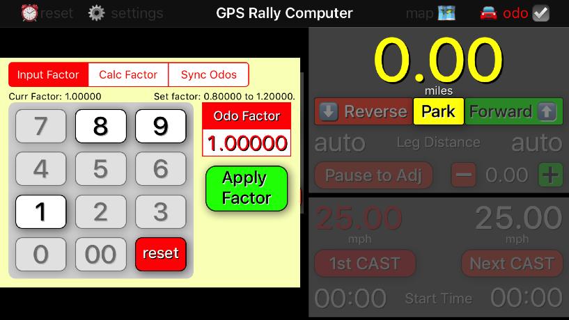 Odometer Factor & Adjustments Touch the odo button to show the input view.