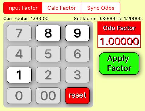 Factor, Calc Factor, or Sync Odos. Each is option is described below.