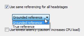 referencing, either globally (one setting for all headstages), or on a per-headstage basis.