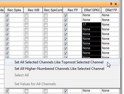 Release Notes for OmniPlex 1.10 (cont.) 08/19/2013 Remember that you can use the right-button menu functions to quickly set a series of channels to the same reference channel.