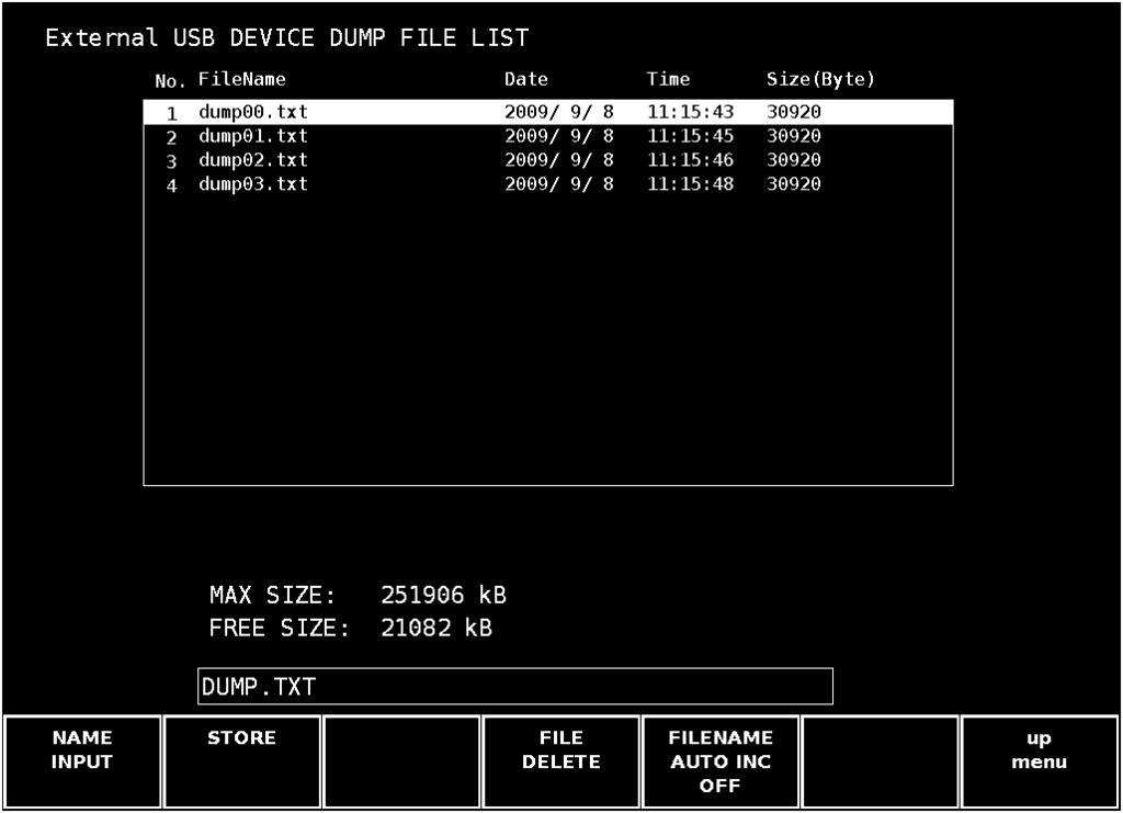 9. STATUS DISPLAY 9.6.7 Saving to USB Memory You can save the data dump to USB memory as a text file. To do so, follow the procedure shown below. 1. Connect a USB memory device to the USB port. 2.