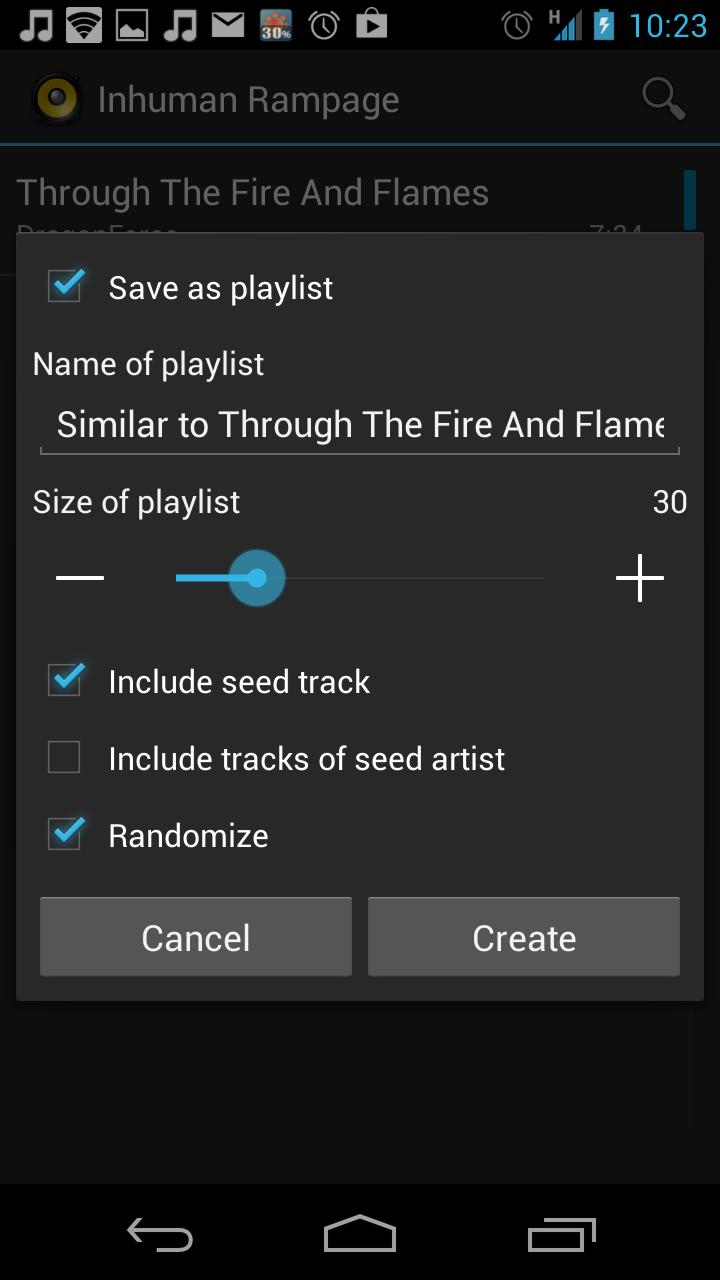 Automatic playlist generation based on music context (features