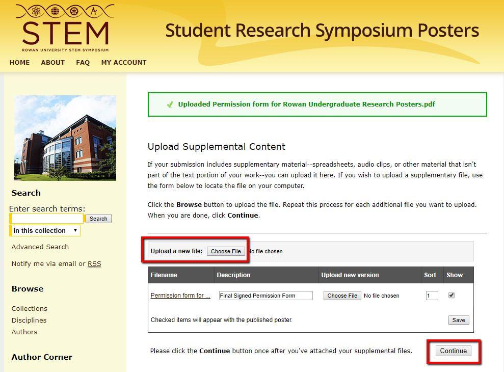 Uploading Faculty Sponsor Permission Form as a supplemental file. 8.