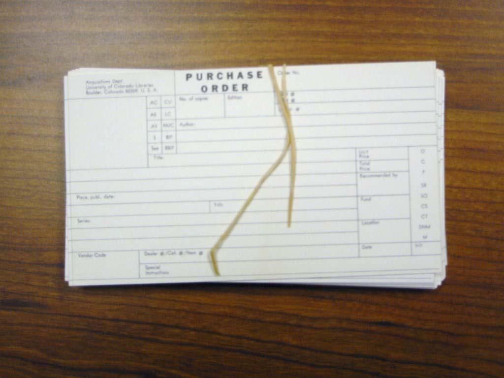 Purchase Order Cards Complete with aged