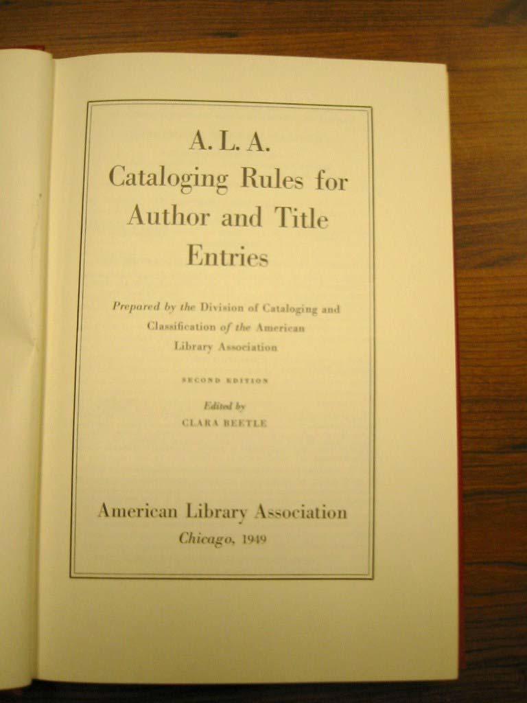 The Red Book Prepared by the Division of Cataloging