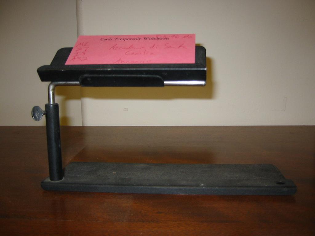 Adjustable Catalog Card Easel Note the