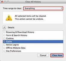 A B C Firefox In the menu bar, click the History menu, then click Clear