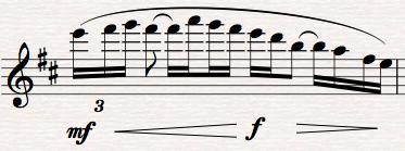22 In measure 19, the note G6 is enveloed by two F#6 s in a sixteenth-note trilet (seen in Figure 5)