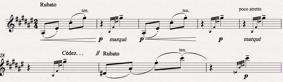 39 Figure 28. Measures 23-30 of Finale from saxohone art Figure 28 is taken from the rubato section from measures 23-36.