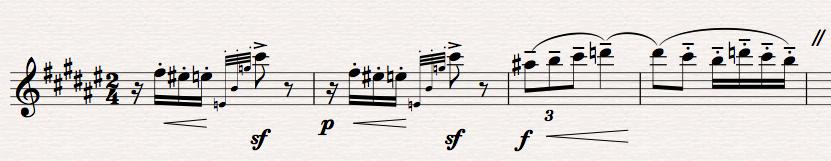 Here, they are layed differently than revious instances because the areggiato is effected over the course of a quarter note rather than only an eighth note.
