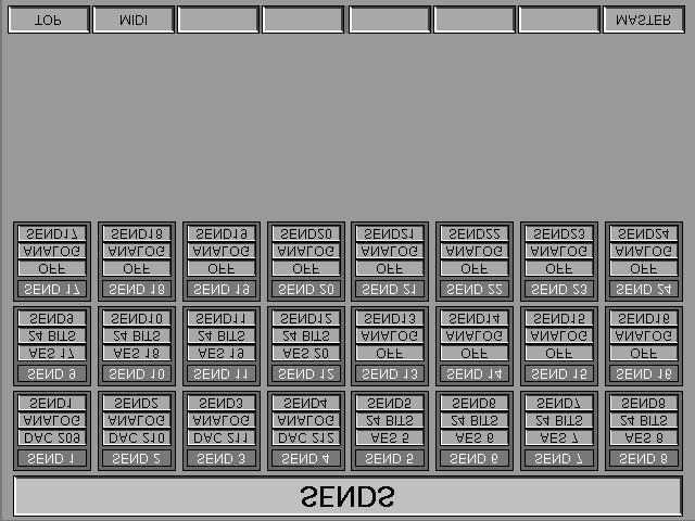 5-2 Channel Screens Chapter 5 Control Screens MASTER GUI - SEND OUTPUTS page layout This GUI allows assignment of: SEND Bus Outputs 1-24 MIDI Control Pages 1-24 The Softkeys for this GUI: TOP -