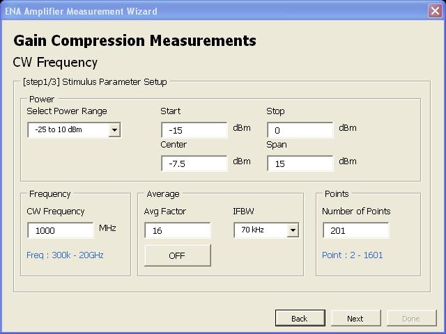 VBA Procedure: Compression Measurements (CW) Introduction First off, you need to select CW frequency on this step.