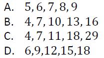 If f(1) = 3 and f(n) = 2f(n 1) + 1, then f(5) is equal A. 5 B. 11 C. 21 D. 43 19.