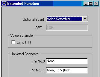 TK-0: Under the Edit menu select Extended Function and set Optional Board as Voice Scrambler + ANI Board.