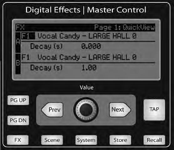 Owner s Manual 4 Digital Effects Master Control 4.8 FireWire Monitor Button 4.8 Digital Effects Master Control Assigns the Main Left/Right FireWire Return to the Monitor Bus.