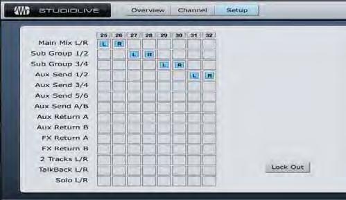 7 SOFTWARE 7.2 VSL: Virtual StudioLive PreSonus StudioLive 24.4.2 Overview Hook-up 7.2.5 VSL: Set-up Tab As discussed in the section 6.4.2, the StudioLive allows you to route any 8 of 20 buses and inputs, in addition to its 24 input channels.