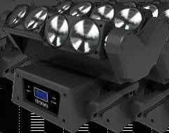 sharp EAM effect Specific optic system Infinite (continuous) PAN movement 4 parallel heads with TILT projection angles adjustable independently (0-90 ) High efficiency LED shutter High speed strobe