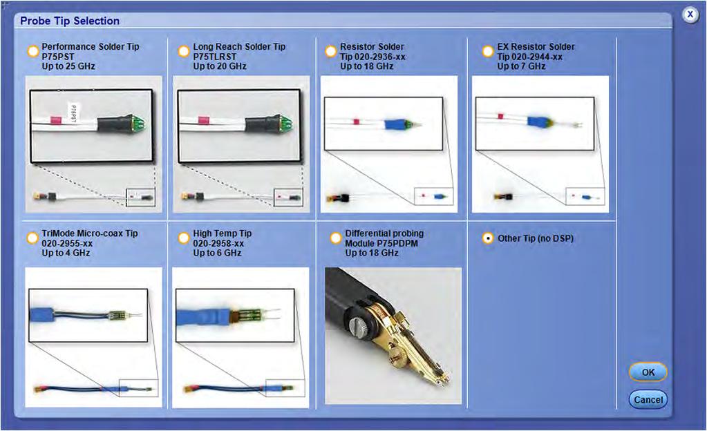 Shown below are the tips for P75xx family of probes.