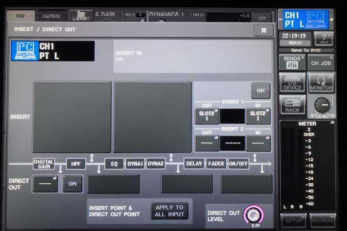 Quickstart Figure 3-2 insert patch for the Dugan Speech System on a Yamaha digital mixer.