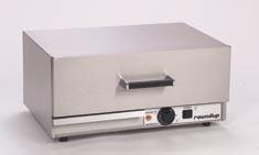 One 4 (100 mm) deep full-size steam table pan. Holds 40-50 standard hot dog buns. 120 VAC, 1000 watts, 8.3 amps, 50/60 Hz NEMA #5-15P WD-21A Mfg.