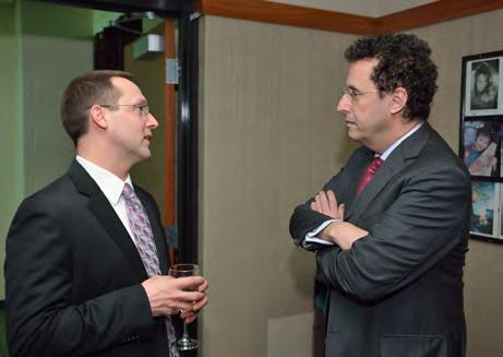 During his recent campus visit, Pulitzer prize-winning playwright Tony Kushner met with Department Chairperson Kirk Domer. 2.