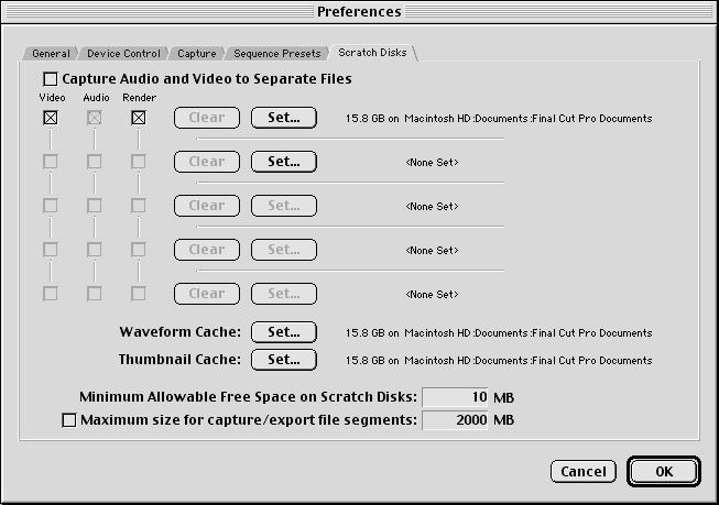 Specifying the Maximum File Size for Capturing and Exporting A new option in the Scratch Disk preferences allows you to set the maximum file size for a single capture or export session.