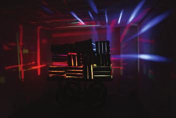MANAL SADIQ My work is an exploration of spatial possibilities created with the help of light and mundane objects.