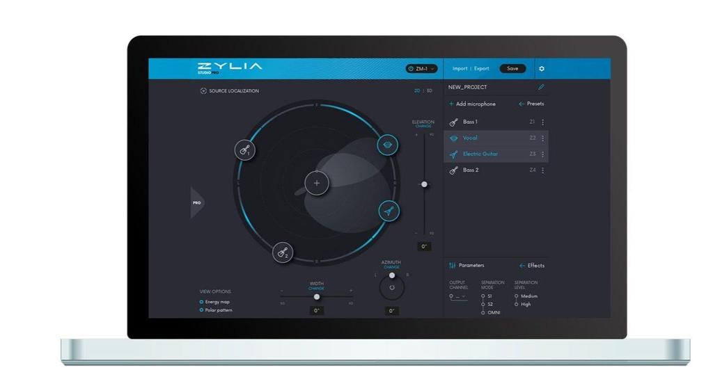 4 General overview ZYLIA Studio PRO [http:///zylia-studio-pro.html] is a VST/AU plugin which enables spatial filtering and signal separation directly within a Digital Audio Workstation (DAW).