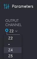 7 2. Click on output channel name (e.g. Z2 ) in the Parameters section below virtual microphone list. Select new output channel from menu.