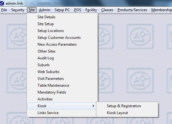Configuring the Kiosk in Links The setup screens required to configure the Kiosk unit are located in Admin>