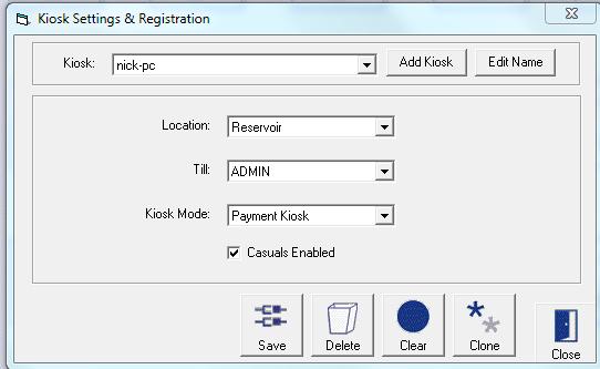Setup & Registration This screen is used to register the Kiosk unit in Links, as well as define the
