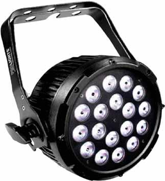 LED Pars LED 18x3W RGB/FC beam 21 C IP54-10 +40 ECO FRIENDLY LUMIPAR18TRI traditional Parcans offering more versatility, easy setup and less carrying volume.