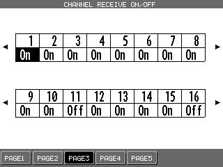 On page three of the MIDI Settings menu, you can determine which MIDI channels the CP will receive MIDI data on.