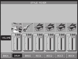The Mixer not only lets you set the overall volume level for the Style, but set individual volume levels for the 6 Sections within a Style.