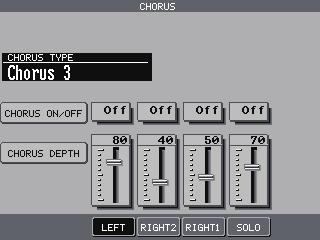 5) Turn the Dial to change the value. 6) Press the EXIT button to leave the Chorus Settings menu. 7) If you wish to turn the chorus off, press the CHORUS button again. L2 Selects the Chorus type.